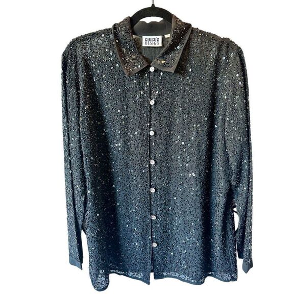 Chicos dazzling sparkle cardigan/top. Gorgeous statement piece for your event. - Picture 3 of 11
